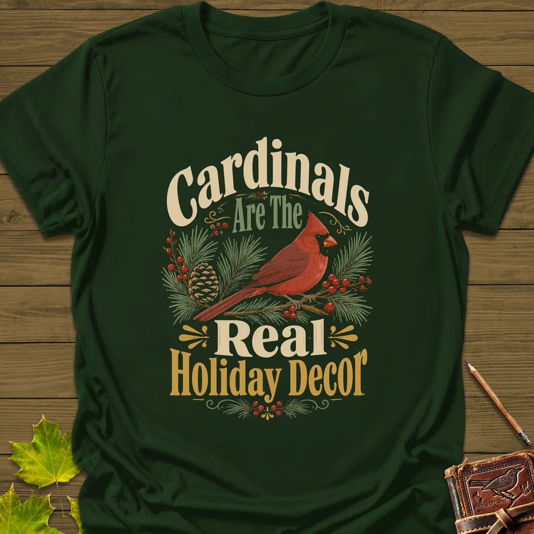 Cardinal Holiday Decor T-Shirt - Bird Graphic Tee - Gift for Bird Lovers - Unisex