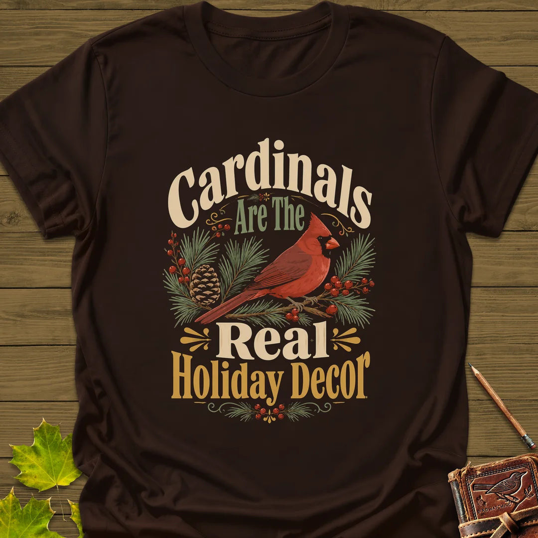 Cardinal Holiday Decor T-Shirt - Bird Graphic Tee - Gift for Bird Lovers - Unisex