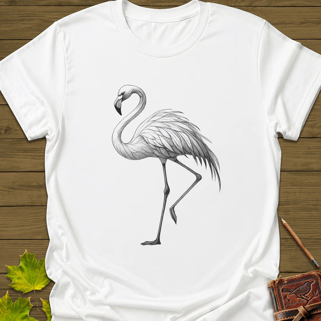 Flamingo Illustration T-Shirt - Bird Graphic Tee - Gift for Bird Lovers - Unisex