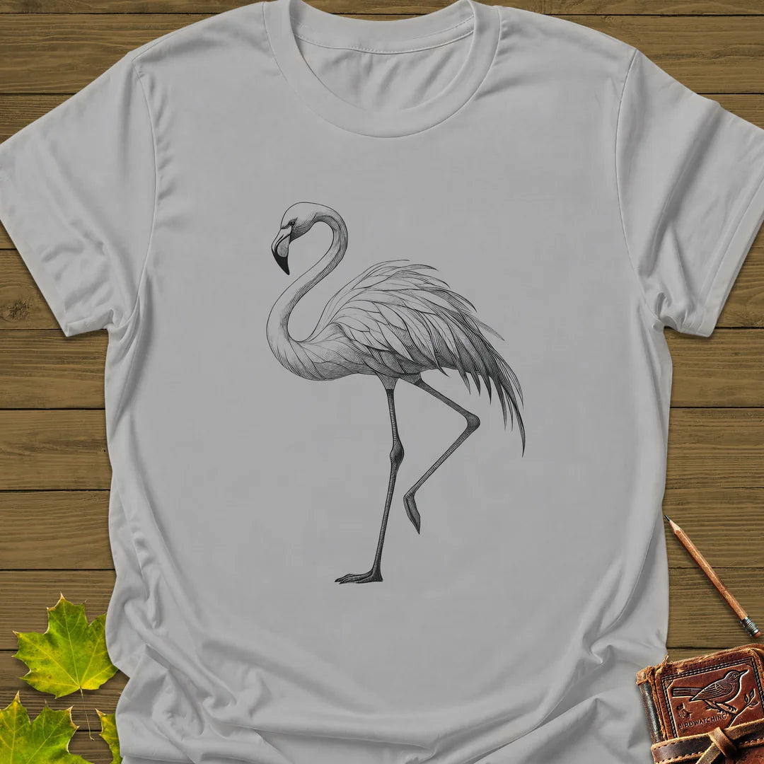 Flamingo Illustration T-Shirt - Bird Graphic Tee - Gift for Bird Lovers - Unisex