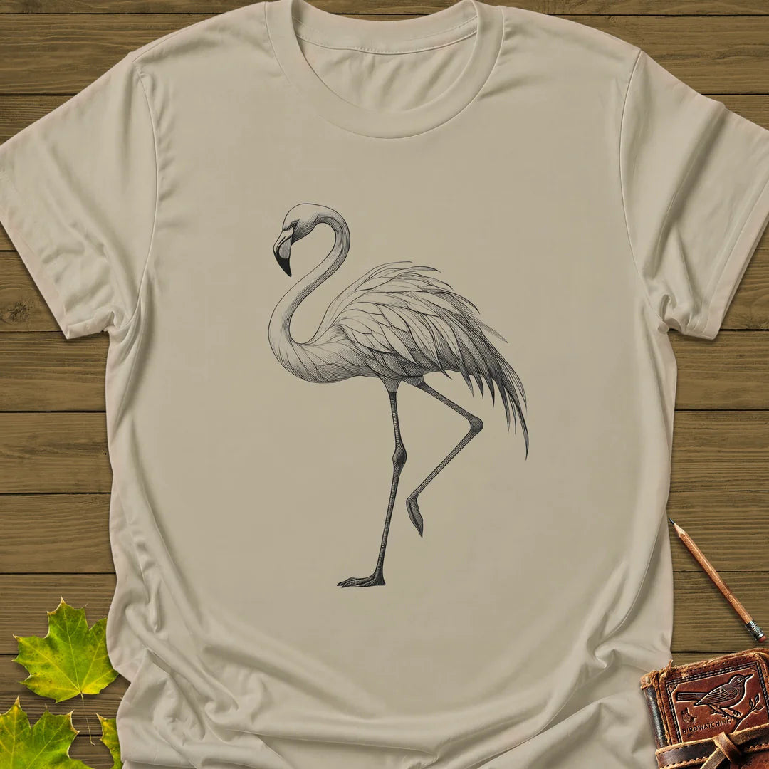 Flamingo Illustration T-Shirt - Bird Graphic Tee - Gift for Bird Lovers - Unisex