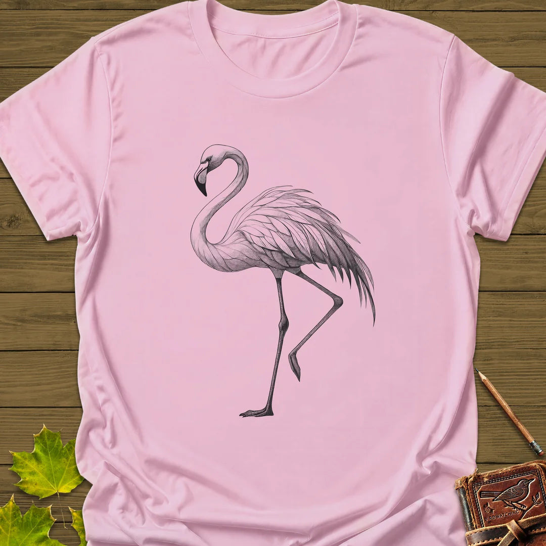 Flamingo Illustration T-Shirt - Bird Graphic Tee - Gift for Bird Lovers - Unisex