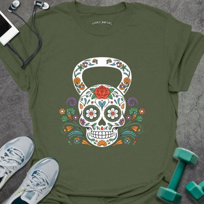 Floral Kettlebell T-Shirt - Gym Graphic Tee - Gift for Gym Lovers - Unisex