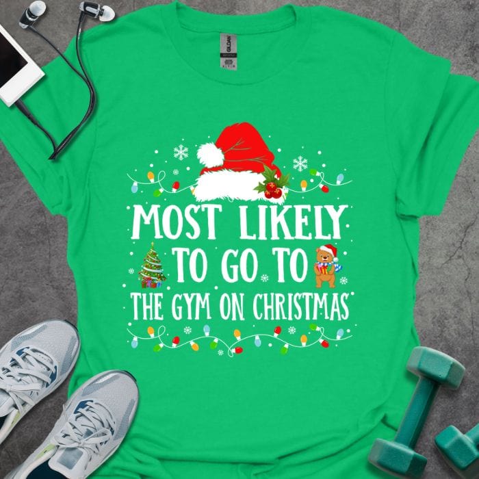 Gym On Christmas T-Shirt - Graphic Tee - Gift for Gym Lovers - Unisex
