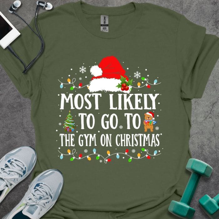 Gym On Christmas T-Shirt - Graphic Tee - Gift for Gym Lovers - Unisex