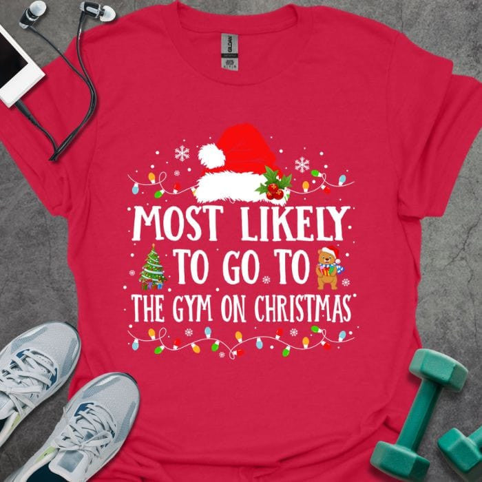 Gym On Christmas T-Shirt - Graphic Tee - Gift for Gym Lovers - Unisex