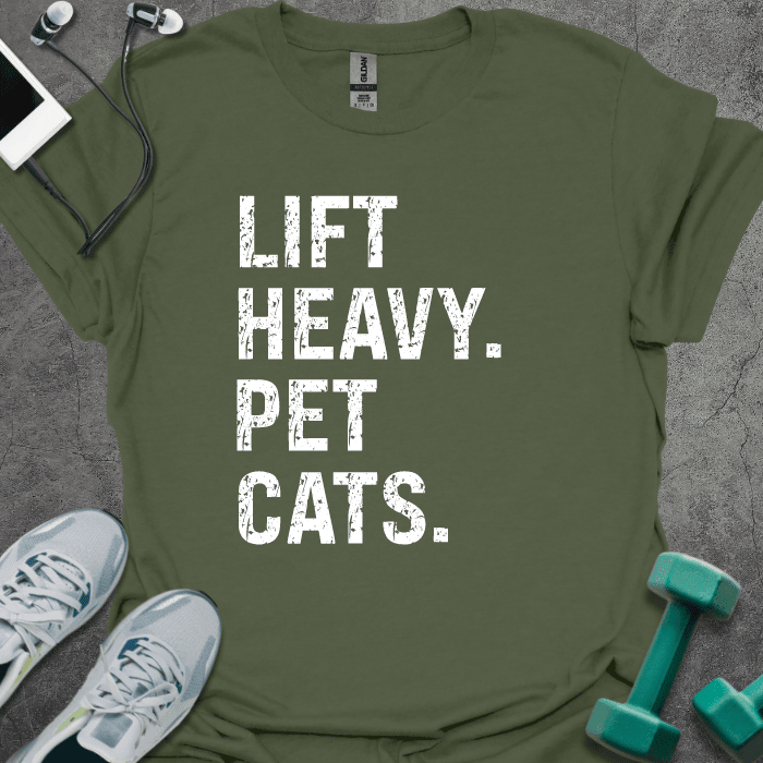 Lift Heavy. Pet Cats T-Shirt - Gym Graphic Tee - Gift for Gym Lovers - Unisex
