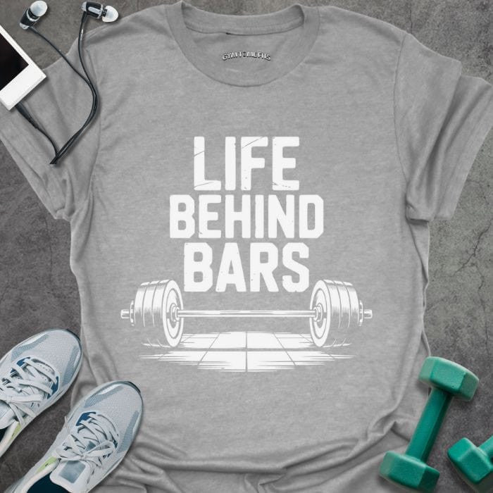 Behind Bars T-Shirt - Gym Graphic Tee - Gift for Gym Lovers - Unisex