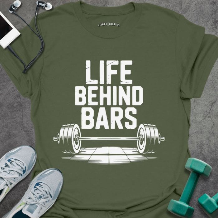 Behind Bars T-Shirt - Gym Graphic Tee - Gift for Gym Lovers - Unisex