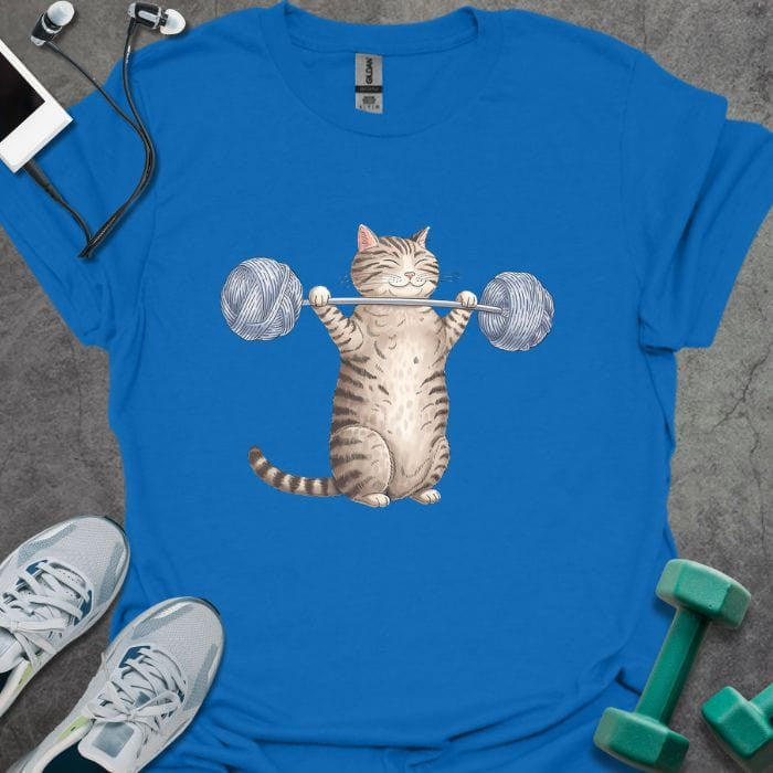 Cat Lifting Yarn T-Shirt - Gym Graphic Tee - Gift for Gym Lovers - Unisex