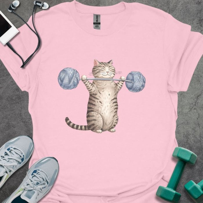 Cat Lifting Yarn T-Shirt - Gym Graphic Tee - Gift for Gym Lovers - Unisex