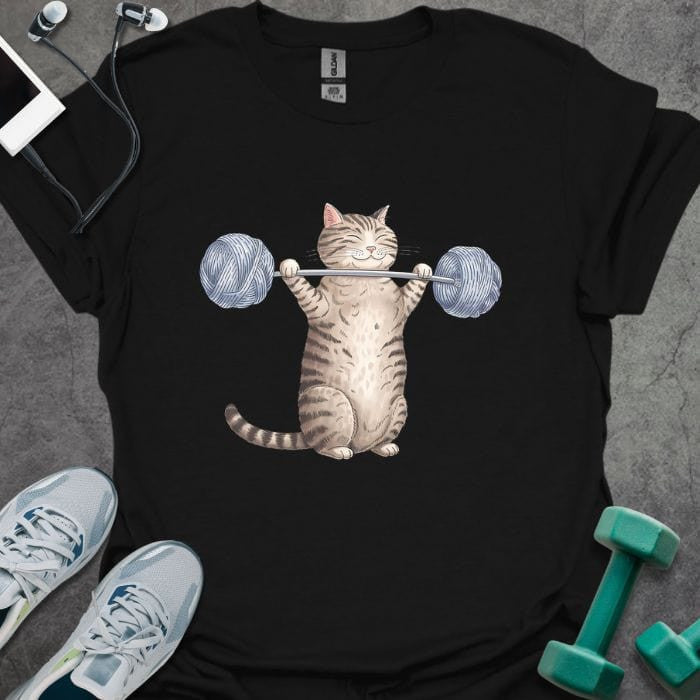 Cat Lifting Yarn T-Shirt - Gym Graphic Tee - Gift for Gym Lovers - Unisex