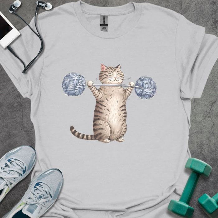 Cat Lifting Yarn T-Shirt - Gym Graphic Tee - Gift for Gym Lovers - Unisex