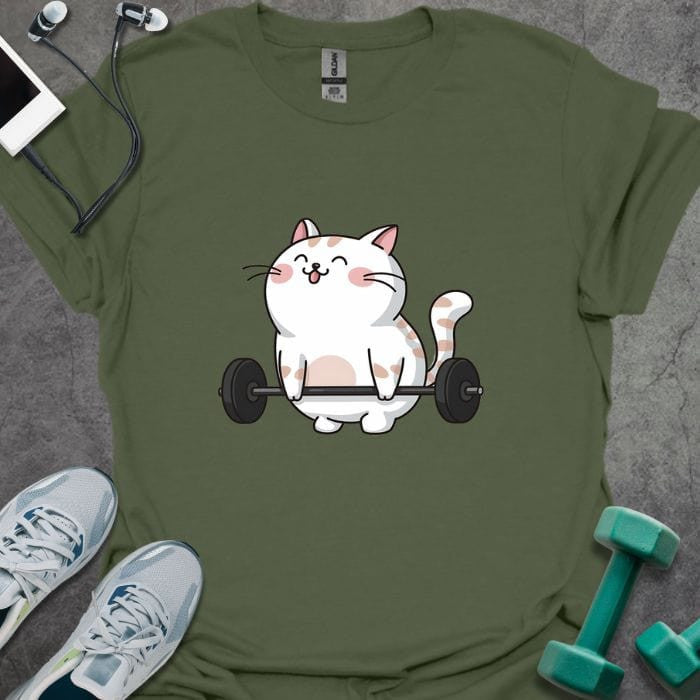Cute Cat DL T-Shirt - Gym Graphic Tee - Gift for Gym Lovers - Unisex