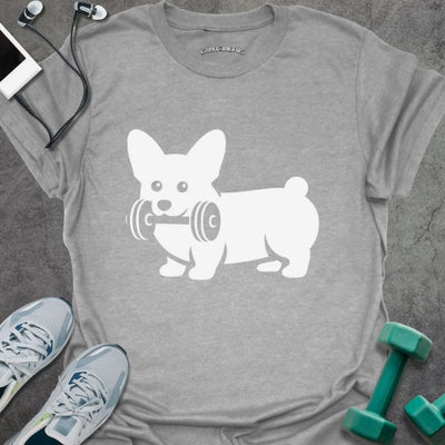 Corgi Dumbbell T-Shirt - Gym Graphic Tee - Gift for Gym Lovers - Unisex