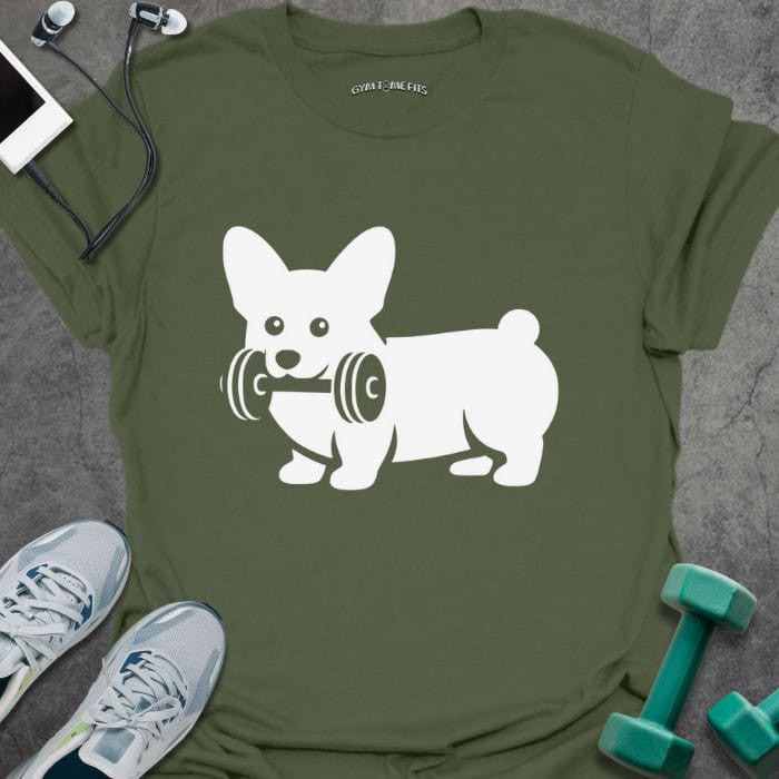 Corgi Dumbbell T-Shirt - Gym Graphic Tee - Gift for Gym Lovers - Unisex