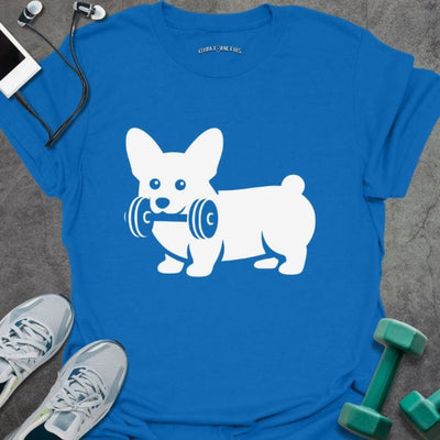 Corgi Dumbbell T-Shirt - Gym Graphic Tee - Gift for Gym Lovers - Unisex
