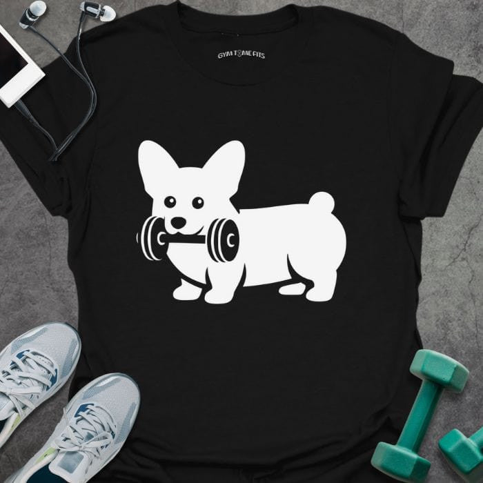 Corgi Dumbbell T-Shirt - Gym Graphic Tee - Gift for Gym Lovers - Unisex