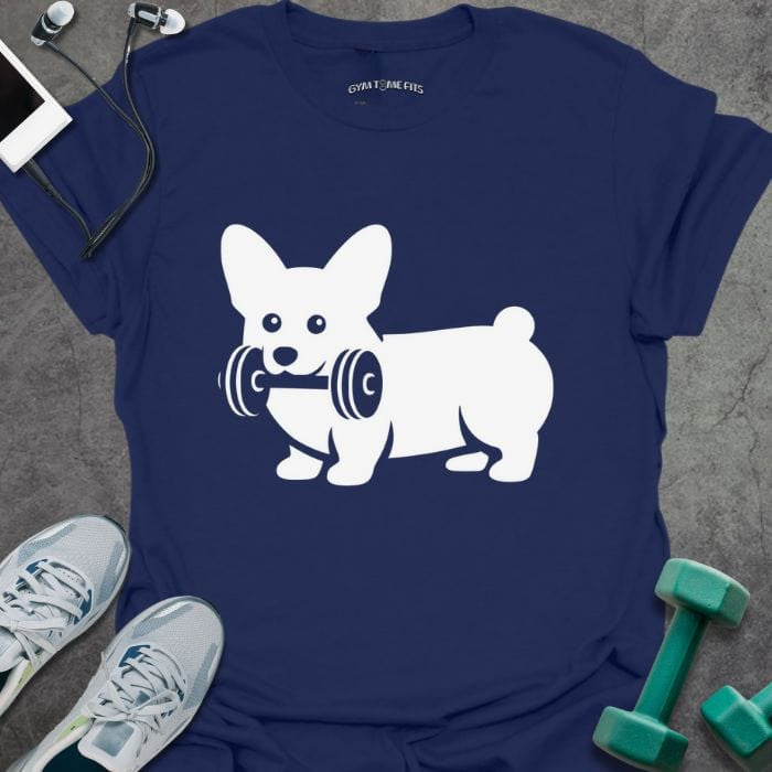 Corgi Dumbbell T-Shirt - Gym Graphic Tee - Gift for Gym Lovers - Unisex