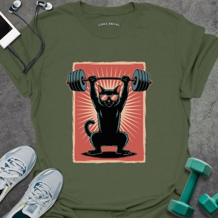 Cat Lift T-Shirt - Gym Graphic Tee - Gift for Gym Lovers - Unisex