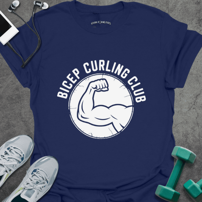 Bicep Curling Club T-Shirt - Gym Graphic Tee - Gift for Gym Lovers - Unisex