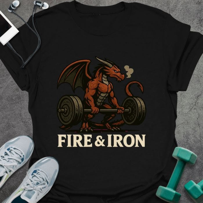 Fire And Iron T-Shirt - Gym Graphic Tee - Gift for Gym Lovers - Unisex
