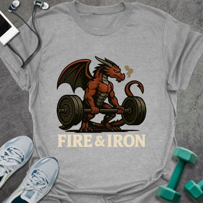 Fire And Iron T-Shirt - Gym Graphic Tee - Gift for Gym Lovers - Unisex