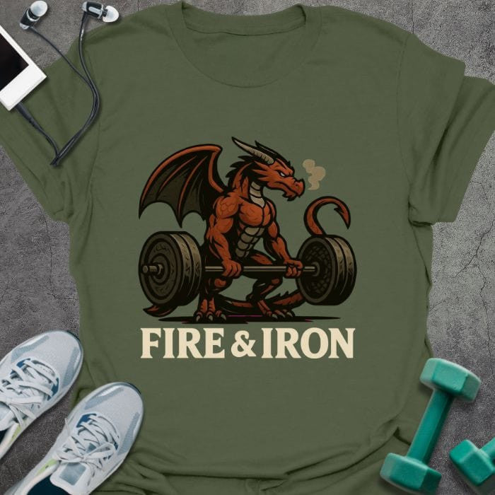 Fire And Iron T-Shirt - Gym Graphic Tee - Gift for Gym Lovers - Unisex