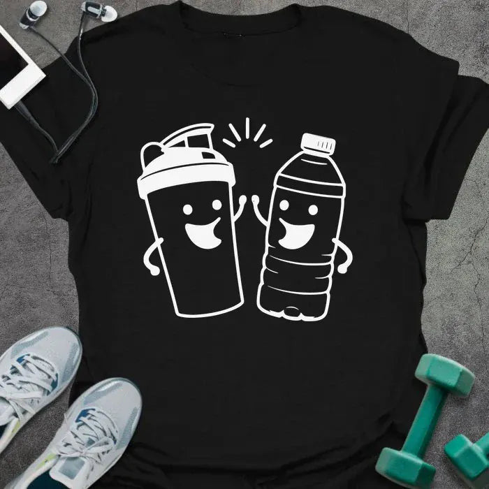 Bottle Cheers T-Shirt - Gym Graphic Tee - Gift for Gym Lovers - Unisex