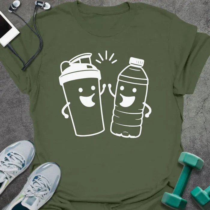Bottle Cheers T-Shirt - Gym Graphic Tee - Gift for Gym Lovers - Unisex