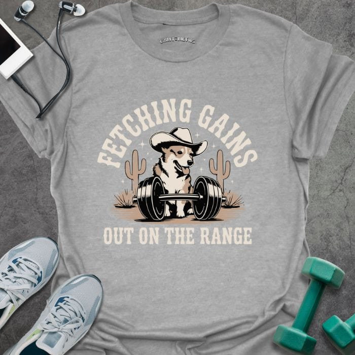 Fetching Gains T-Shirt - Gym Graphic Tee - Gift for Gym Lovers - Unisex