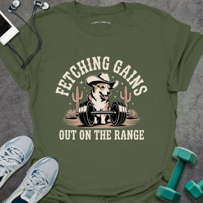 Fetching Gains T-Shirt - Gym Graphic Tee - Gift for Gym Lovers - Unisex