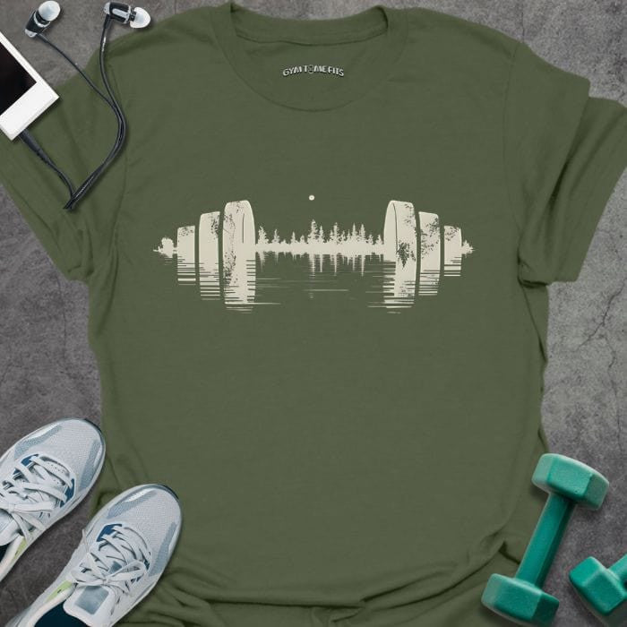 Forest Dumbbell T-Shirt - Gym Graphic Tee - Gift for Gym Lovers - Unisex