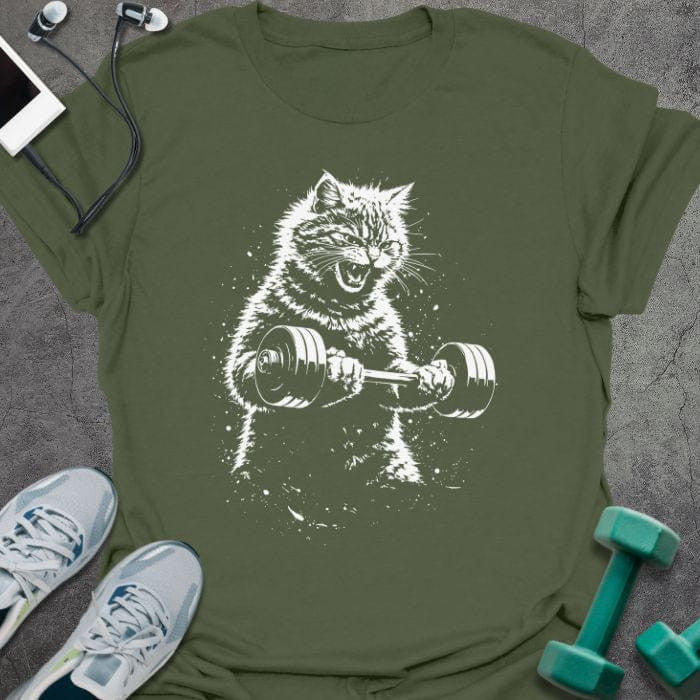 Cat Curl T-Shirt - Gym Graphic Tee - Gift for Gym Lovers - Unisex