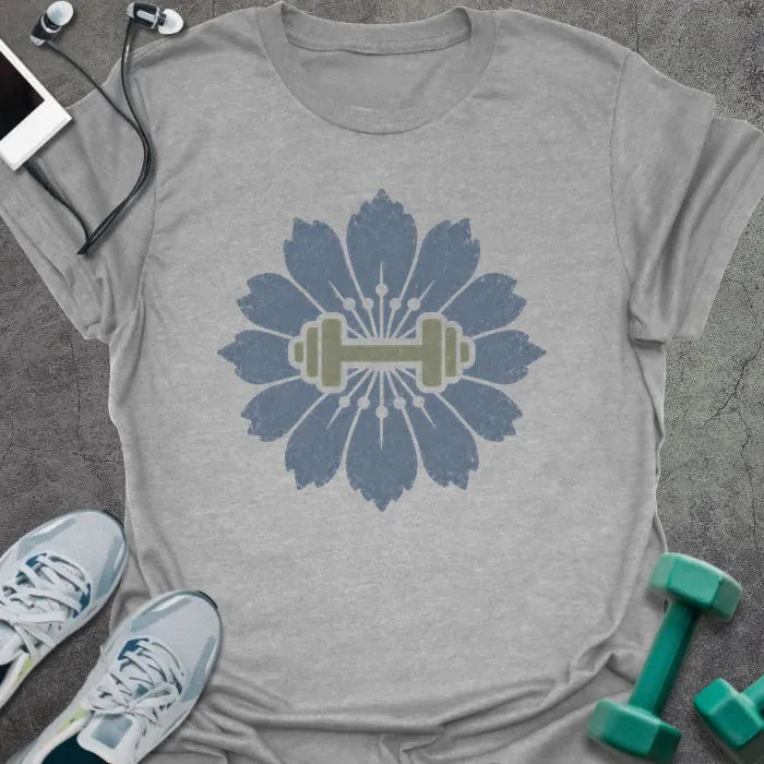 Cornflower Dumbbell T-Shirt - Gym Graphic Tee - Gift for Gym Lovers - Unisex
