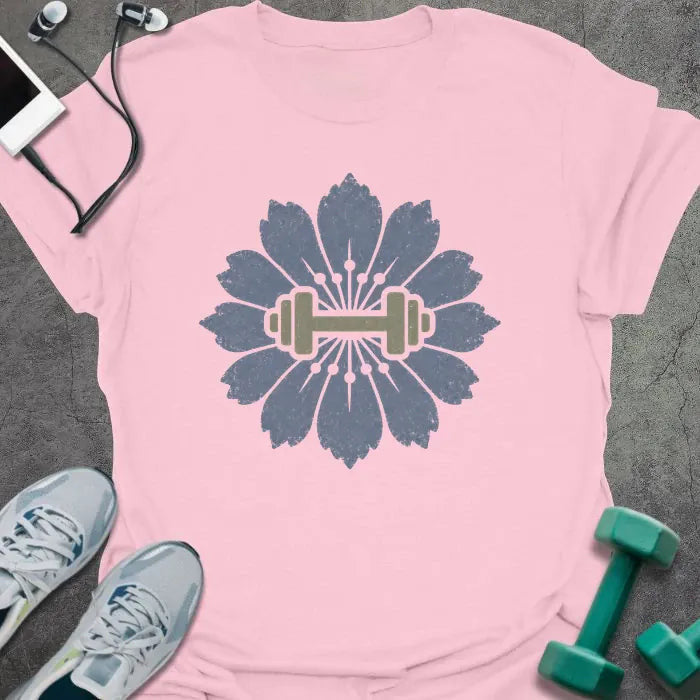 Cornflower Dumbbell T-Shirt - Gym Graphic Tee - Gift for Gym Lovers - Unisex