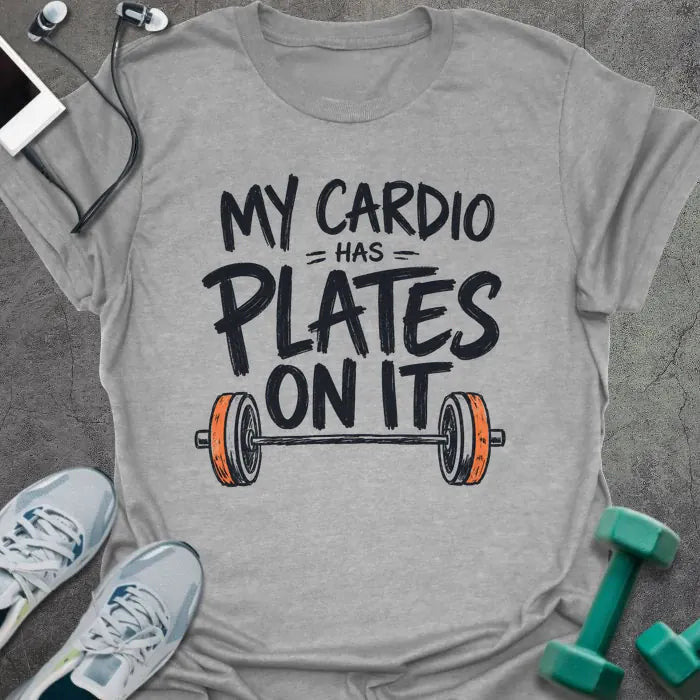 Cardio Plates T-Shirt - Gym Graphic Tee - Gift for Gym Lovers - Unisex