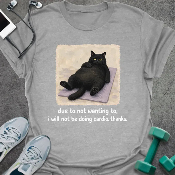 Cardio Cat T-Shirt - Gym Graphic Tee - Gift for Gym Lovers - Unisex