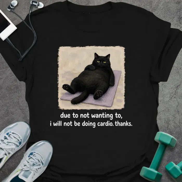 Cardio Cat T-Shirt - Gym Graphic Tee - Gift for Gym Lovers - Unisex