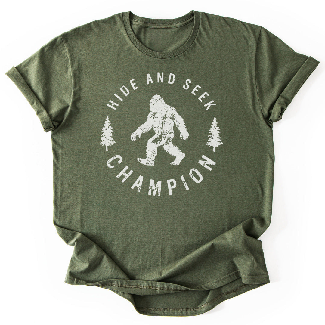 Hide And Seek Champion Bigfoot T-Shirt - Nature Graphic Tee - Gift for Nature Lovers - Unisex