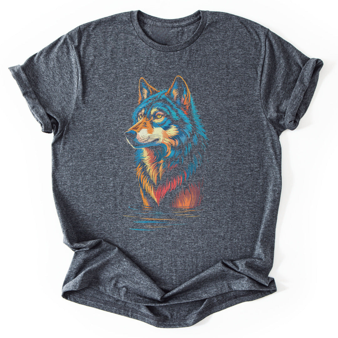 Fire and Ice Wolf T-Shirt - Nature Graphic Tee - Gift for Nature Lovers - Unisex