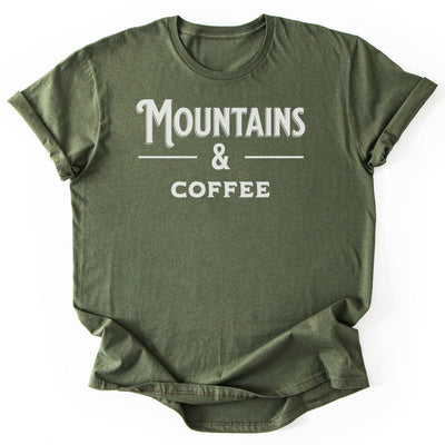 Mountains & Coffee T-Shirt - Nature Graphic Tee - Gift for Nature Lovers - Unisex