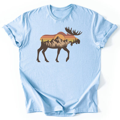 Sunset Moose T-Shirt - Nature Graphic Tee - Gift for Nature Lovers - Unisex