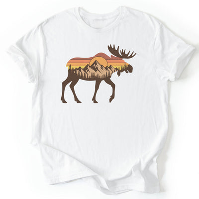 Sunset Moose T-Shirt - Nature Graphic Tee - Gift for Nature Lovers - Unisex
