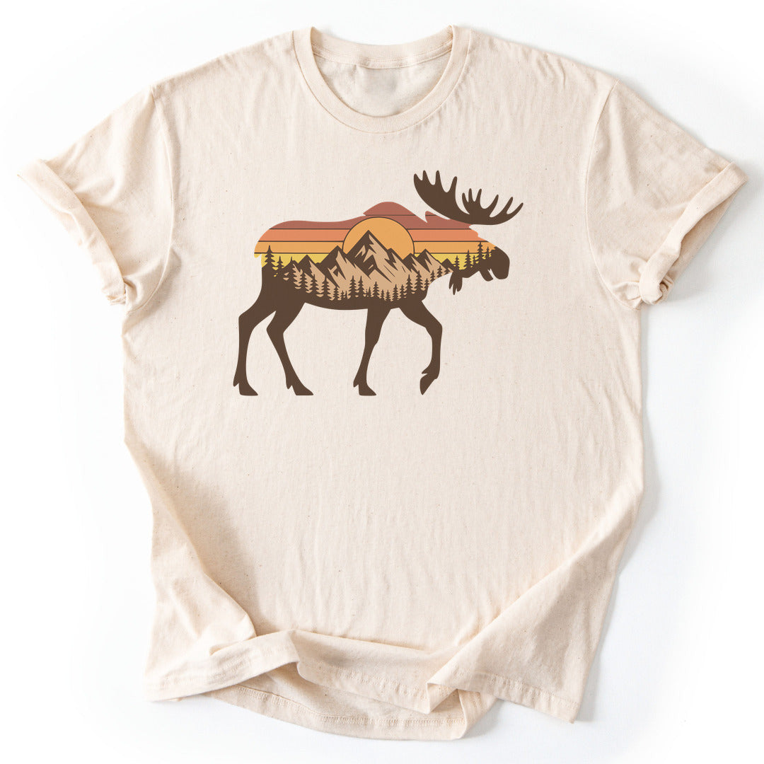 Sunset Moose T-Shirt - Nature Graphic Tee - Gift for Nature Lovers - Unisex