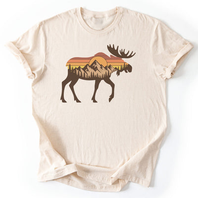 Sunset Moose T-Shirt - Nature Graphic Tee - Gift for Nature Lovers - Unisex