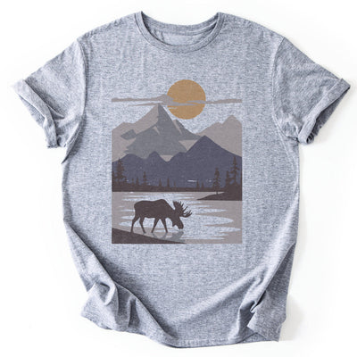 Moose Moonlight Reflection T-Shirt - Nature Graphic Tee - Gift for Nature Lovers - Unisex