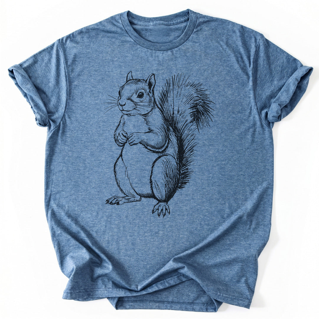 Squirrel Pencil Drawing T-Shirt - Nature Graphic Tee - Gift for Nature Lovers - Unisex