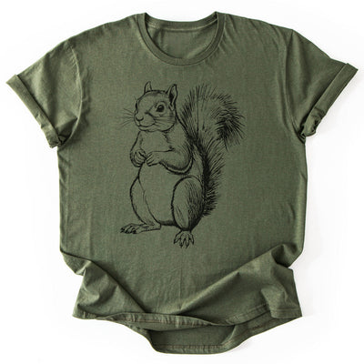 Squirrel Pencil Drawing T-Shirt - Nature Graphic Tee - Gift for Nature Lovers - Unisex