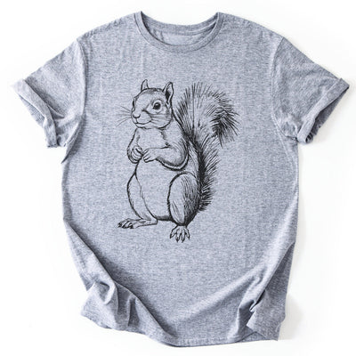 Squirrel Pencil Drawing T-Shirt - Nature Graphic Tee - Gift for Nature Lovers - Unisex